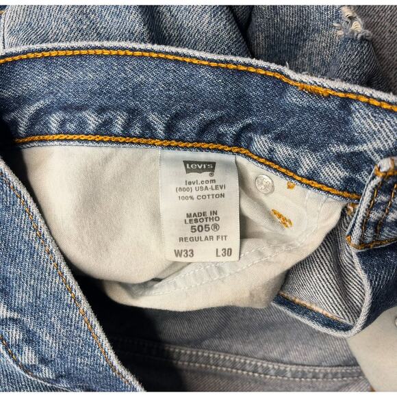 Levi’s 505 Men’s Blue Original Regular Fit Straight Leg Denim Jeans 33x30 - Picture 7 of 7